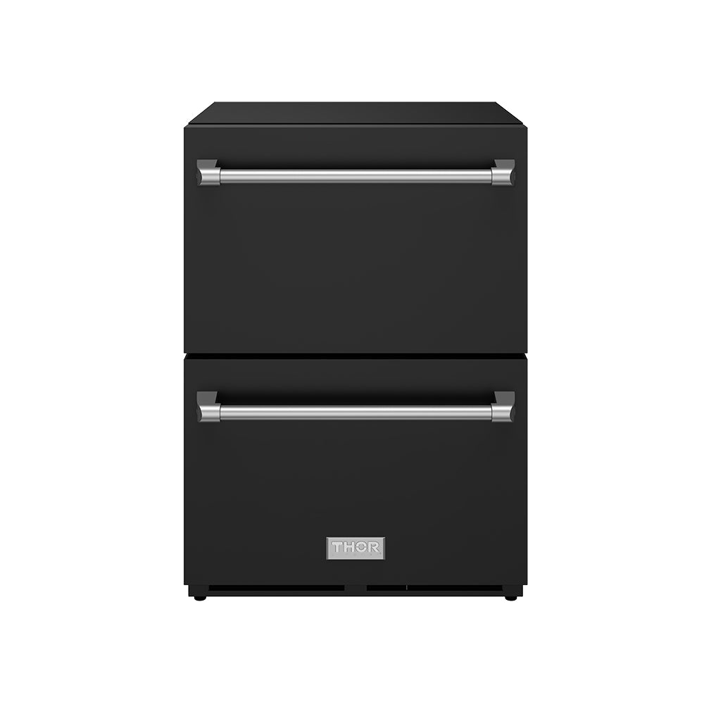 Gordon Ramsay THOR 24" Drawer Refrigerator RF24UB - Black / Stainless Steel - front door closed