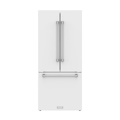 Gordon Ramsay THOR 30" White French Door Refrigerator - White - front door closed with logo