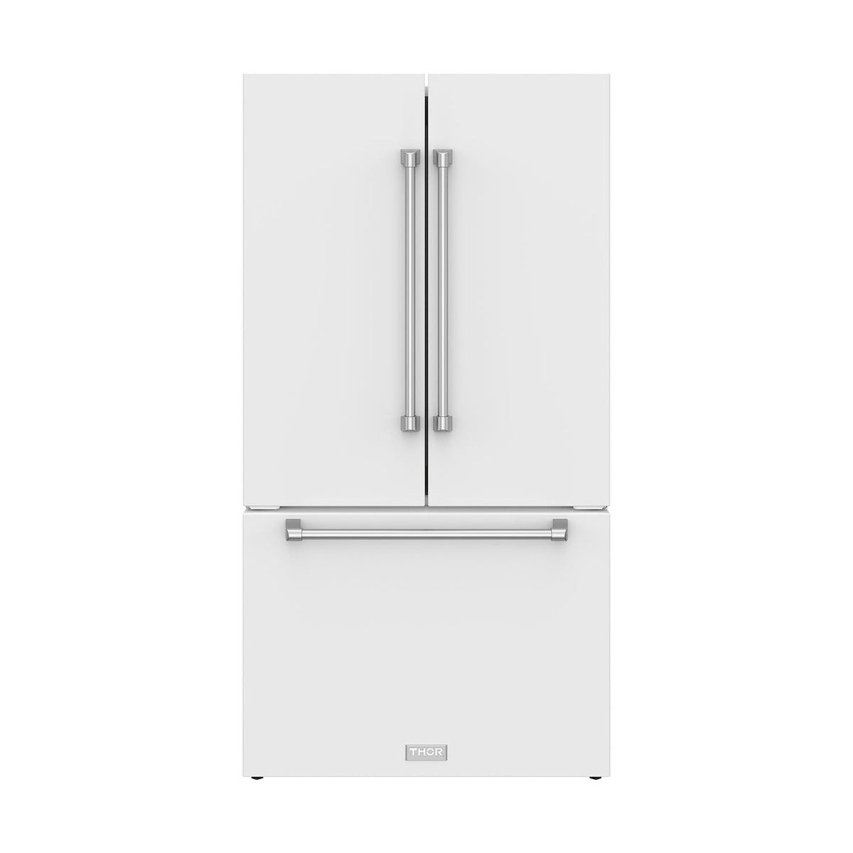Gordon Ramsay THOR 36" White French Door Refrigerator - White - front door closed with logo