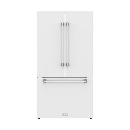 Gordon Ramsay THOR 36" White French Door Refrigerator - White - front door closed with logo