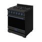 Gordon Ramsay THOR 30" Black Gas Range RSG30PB - Black / Blue - front right side closed
