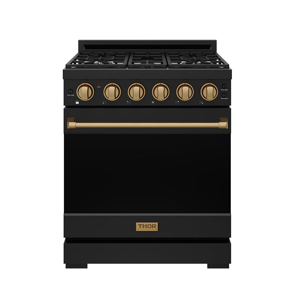 Gordon Ramsay THOR 30" Black Gas Range RSG30PB - Black / Bronze - front door closed