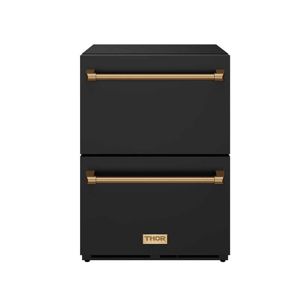Gordon Ramsay THOR 24" Black Drawer Freezer RZ24UB - Black / Bronze - front door closed