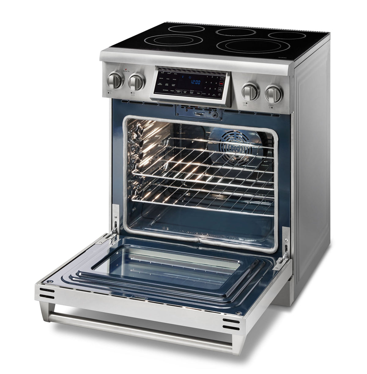 Thor Kitchen 30" Electric Range with 4.55 Cu. Ft. Self-Cleaning Oven, Air Fryer, and Tilt Panel in Stainless Steel TRE3001