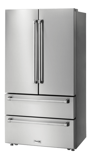 Thor Kitchen 36-Inch 22.5 cu. ft Freestanding French Door Refrigerator with Ice Maker in Stainless Steel (TRF3602)
