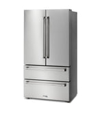 Thor Kitchen 4-Piece Appliance Package - 36-Inch Gas Range, Pro-Style Wall Mount Range Hood, Refrigerator, and Dishwasher in Stainless Steel