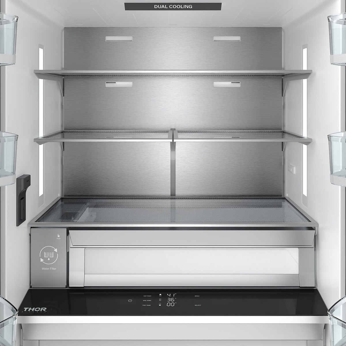 Thor Kitchen 36" Counter Depth Refrigerator TRF3603FD - close up of refrigeration