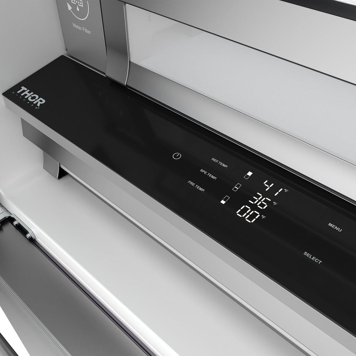 Thor Kitchen 36" Counter Depth Refrigerator TRF3603FD - close up of control panel