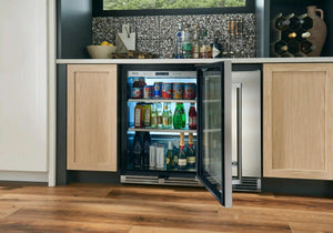 Thor Kitchen TBR24U 24-inch beverage cooler, installed in a kitchen