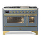 ILVE Majestic II 48 Inch Dual Fuel Range, Double Oven, 8 Burners & Griddle UM12FDNS3 - MyBBQDirect
