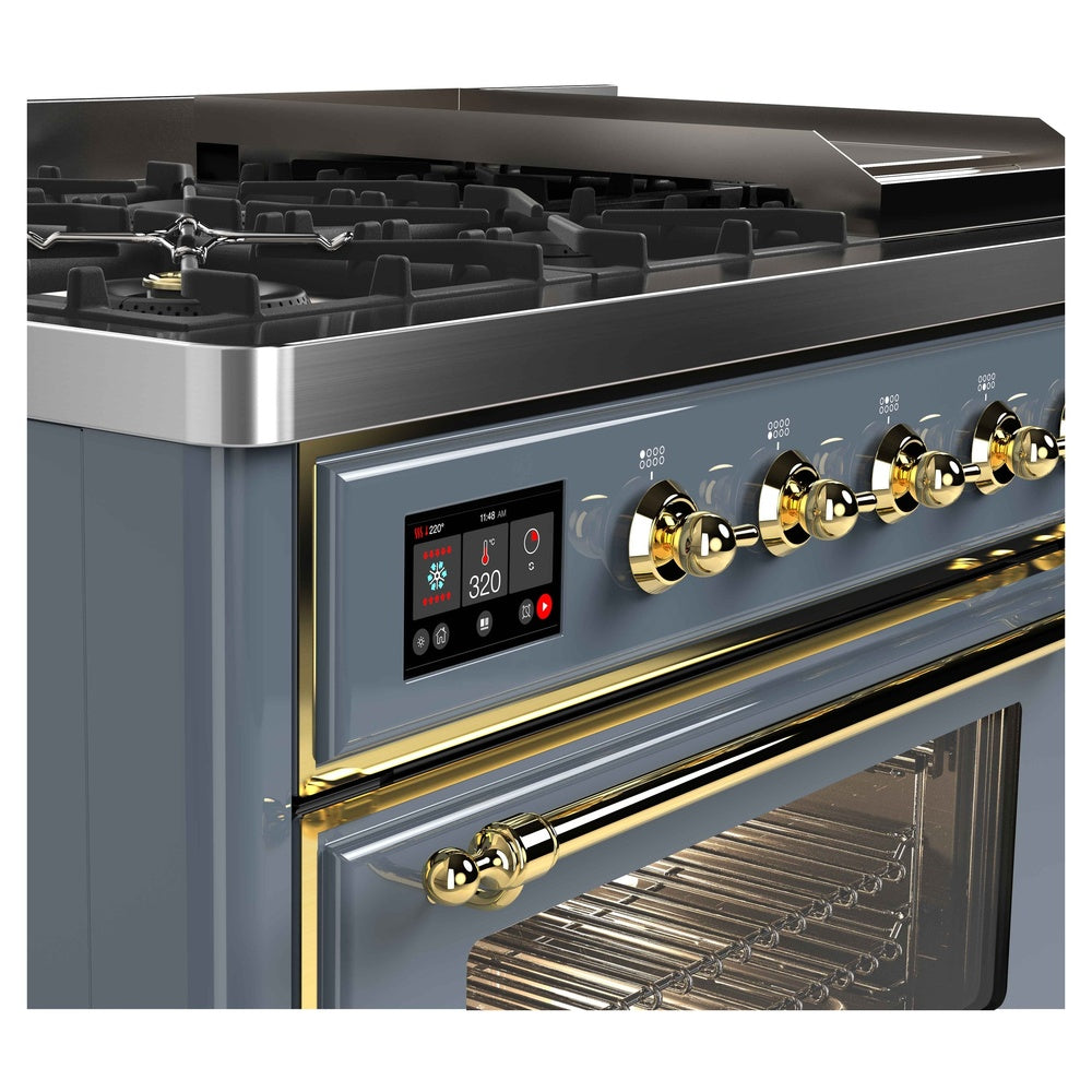 ILVE Majestic II 48 Inch Dual Fuel Range, Double Oven, 8 Burners & Griddle UM12FDNS3 - MyBBQDirect