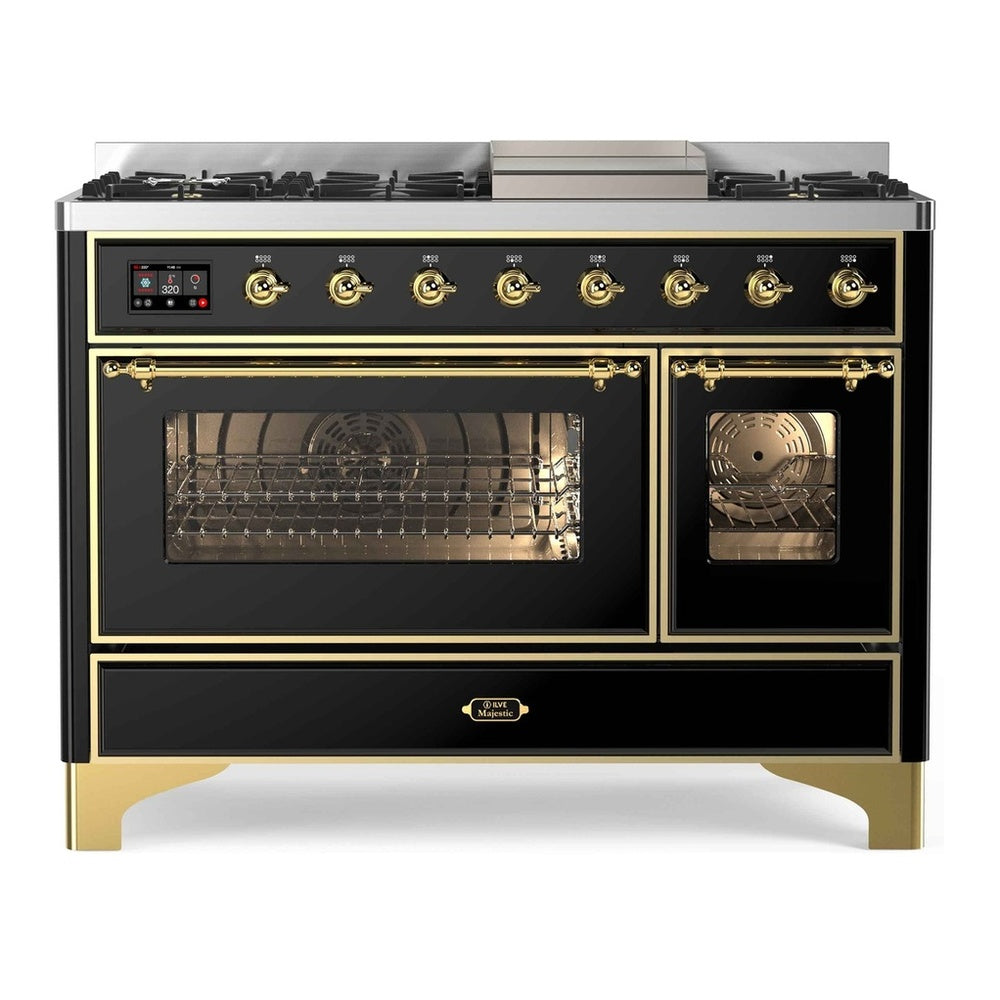 ILVE Majestic II 48 Inch Dual Fuel Range, Double Oven, 8 Burners & Griddle UM12FDNS3 - MyBBQDirect