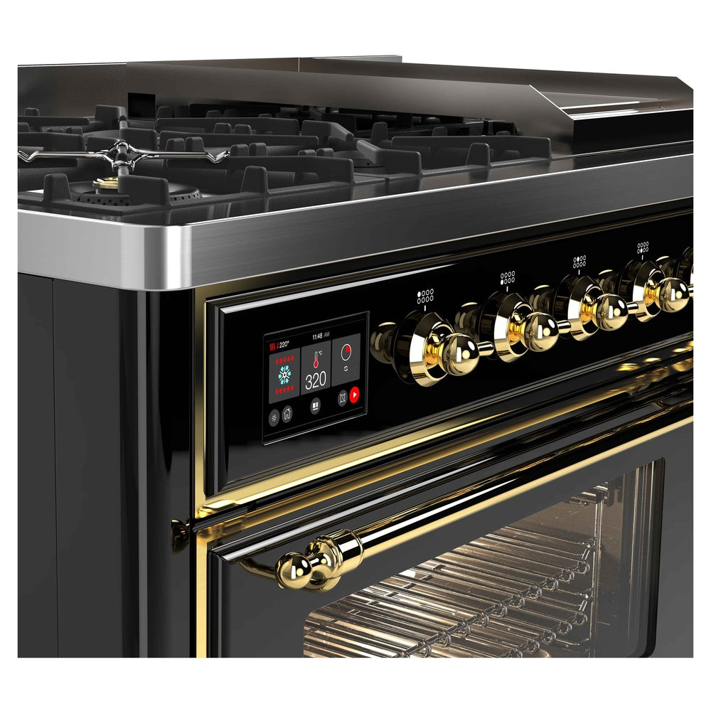 ILVE Majestic II 48 Inch Dual Fuel Range, Double Oven, 8 Burners & Griddle UM12FDNS3 - MyBBQDirect