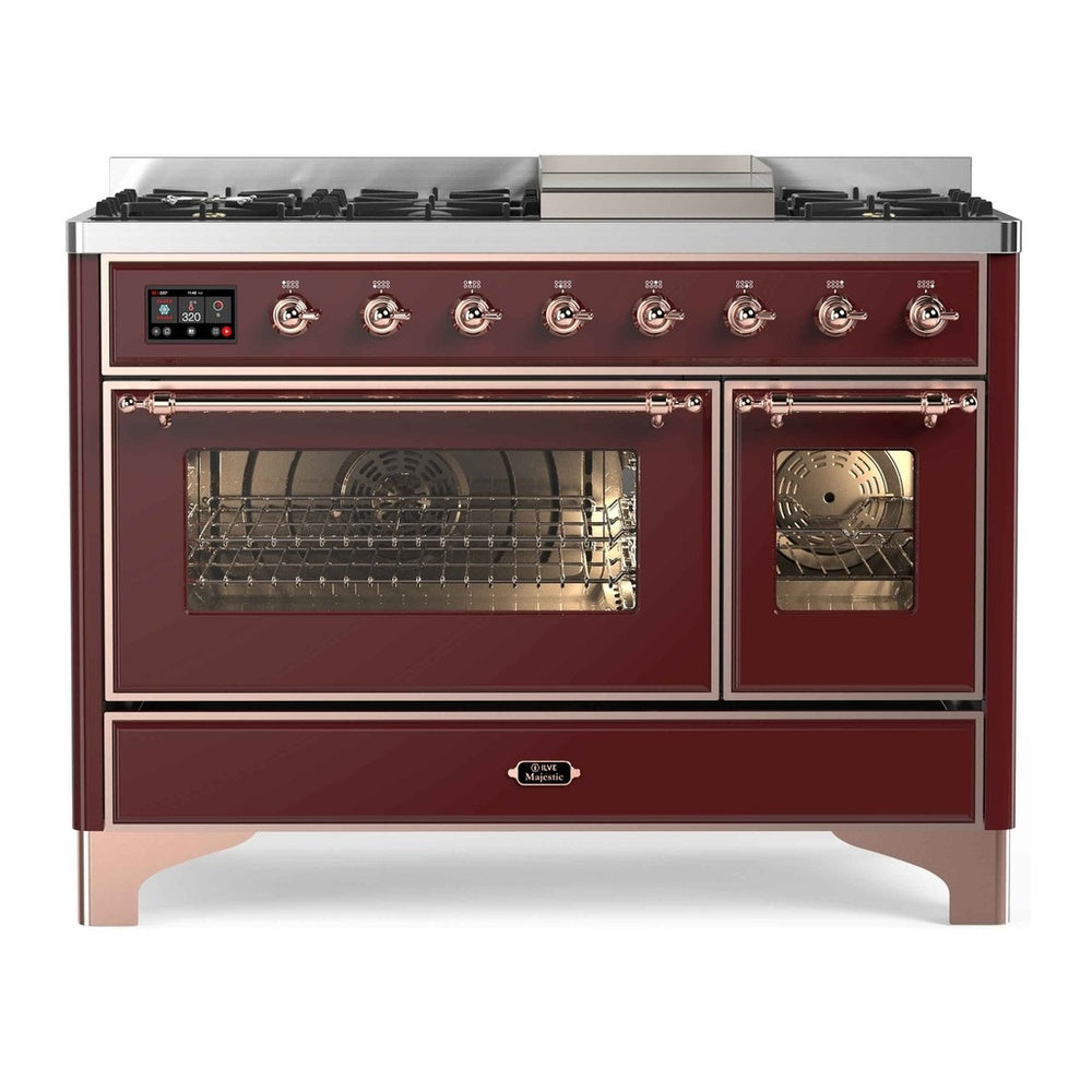 ILVE Majestic II 48 Inch Dual Fuel Range, Double Oven, 8 Burners & Griddle UM12FDNS3 - MyBBQDirect