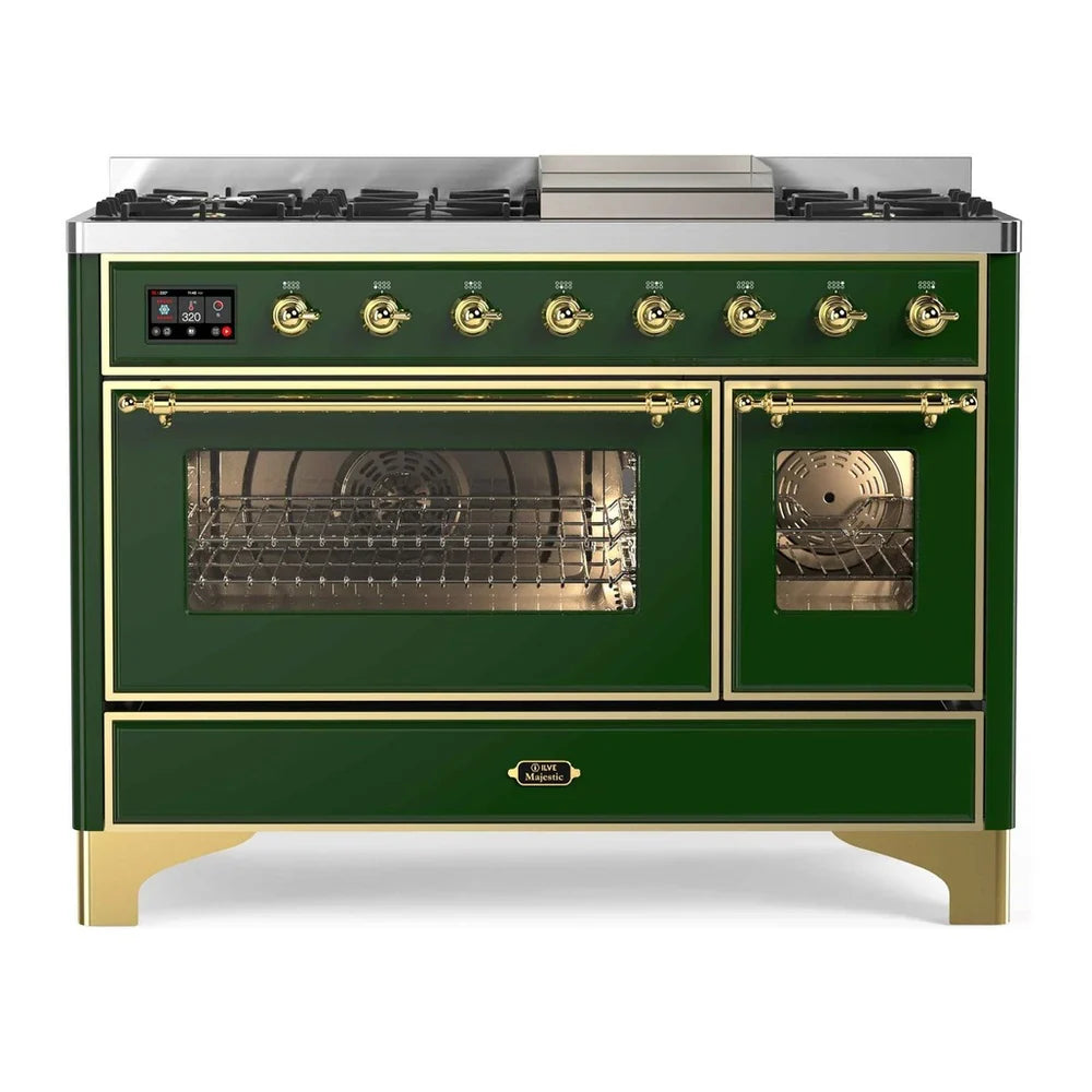 ILVE Majestic II 48 Inch Dual Fuel Range, Double Oven, 8 Burners & Griddle UM12FDNS3 - MyBBQDirect