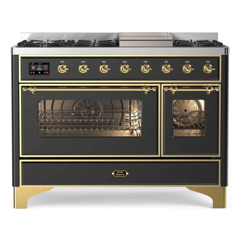 ILVE Majestic II 48 Inch Dual Fuel Range, Double Oven, 8 Burners & Griddle UM12FDNS3 - MyBBQDirect