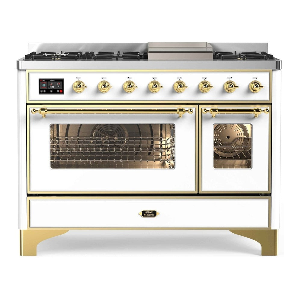 ILVE Majestic II 48 Inch Dual Fuel Range, Double Oven, 8 Burners & Griddle UM12FDNS3 - MyBBQDirect