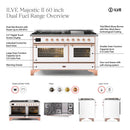 ILVE Majestic II Series 60 Inch Dual Fuel Freestanding Range Gas/Propane (UM15FDQNS3) - MyBBQDirect