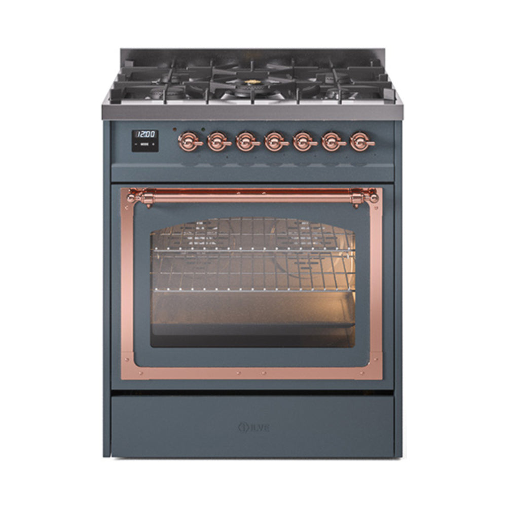 ILVE Nostalgie II Noblesse 30″ Dual Fuel Range Triple Glass Door - UN30NMP