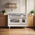 ILVE Nostalgie 48" Dual Fuel Range with 5 Sealed Burners Griddle French Top Triple Glass Door - UP48FSNMP