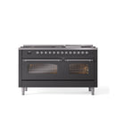 ILVE Nostalgie 60" Dual Fuel Range with 9 Sealed Burners Griddle Triple Glass Door - UP60FNMP