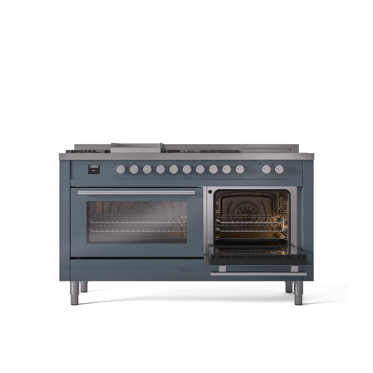 ILVE Professional Plus II 60 Inch Dual Fuel Freestanding Range in Stainless Steel with Trim - UP60FSWMP