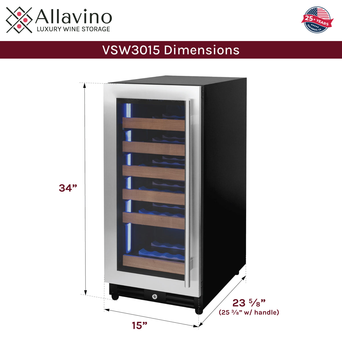 Allavino VSW3015S-1SL dimensions