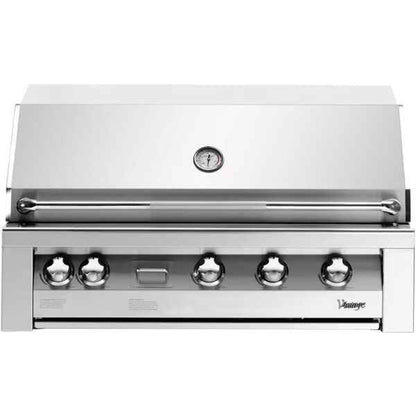 Vintage 42" Built-In Natural Gas Grill with Sear Zone Unit, featuring stainless steel construction, powerful burners, and versatile cooking options for outdoor kitchens.