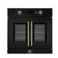 FORNO Asti 30-Inch French Door Electric Wall Oven in Black/White with Antique Brass Trim - MyBBQDirect