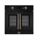 FORNO Asti 30-Inch French Door Electric Wall Oven in Black/White with Antique Brass Trim