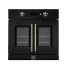 FORNO Asti 30-Inch French Door Electric Wall Oven in Black/White with Antique Brass Trim
