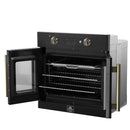 FORNO Asti 30-Inch French Door Electric Wall Oven in Black/White with Antique Brass Trim - MyBBQDirect