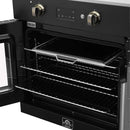 FORNO Asti 30-Inch French Door Electric Wall Oven in Black/White with Antique Brass Trim