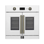 FORNO Asti 30-Inch French Door Electric Wall Oven in Black/White with Antique Brass Trim - MyBBQDirect