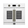FORNO Asti 30-Inch French Door Electric Wall Oven in Black/White with Antique Brass Trim