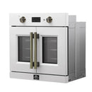 FORNO Asti 30-Inch French Door Electric Wall Oven in Black/White with Antique Brass Trim