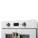 FORNO Asti 30-Inch French Door Electric Wall Oven in Black/White with Antique Brass Trim - MyBBQDirect