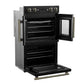 FORNO Asti 30-Inch Double Electric Wall Oven with Upper French Doors in Black/White with Antique Brass Trim - MyBBQDirect