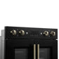 FORNO Asti 30-Inch Double Electric Wall Oven with Upper French Doors in Black/White with Antique Brass Trim - MyBBQDirect