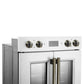 FORNO Asti 30-Inch Double Electric Wall Oven with Upper French Doors in Black/White with Antique Brass Trim - MyBBQDirect