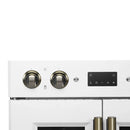 FORNO Asti 30-Inch Double Electric Wall Oven with Upper French Doors in Black/White with Antique Brass Trim