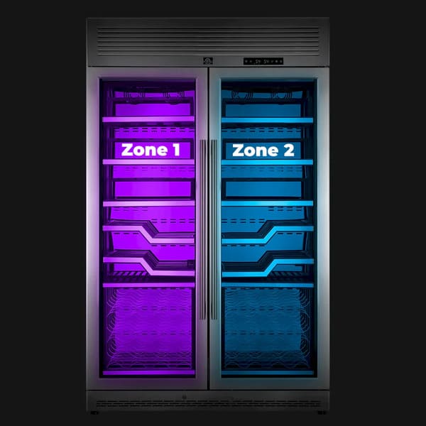 FORNO Abruzzo 48-Inch Dual Zone Wine Cooler with Clear Acrylic Holders & Stainless Trim Shelves FWCDR6611-48S - MyBBQDirect