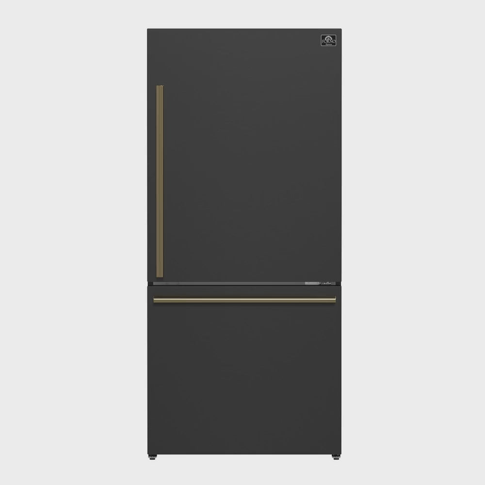 Forno Espresso Package - 30" Electric Range and Refrigerator in Stainless, Black, or White with Accents