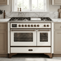 ILVE Majestic II 48 Inch Dual Fuel Range, Double Oven, 8 Burners & Griddle UM12FDNS3 - MyBBQDirect