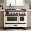 ILVE Majestic II 48 Inch Dual Fuel Range, Double Oven, 8 Burners & Griddle UM12FDNS3 - MyBBQDirect