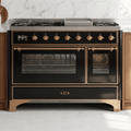 ILVE Majestic II 48 Inch Dual Fuel Range, Double Oven, 8 Burners & Griddle UM12FDNS3 - MyBBQDirect