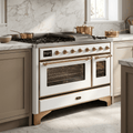 ILVE Majestic II 48 Inch Dual Fuel Range, Double Oven, 8 Burners & Griddle UM12FDNS3 - MyBBQDirect