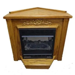 Buck Stove corner mantel for Model 1127 and 1110 in Dark Oak