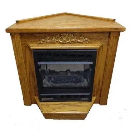 Buck Stove corner mantel for Model 1127 and 1110 in Dark Oak