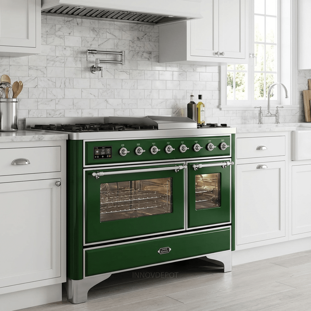 ILVE Majestic II 48 Inch Dual Fuel Range, Double Oven, 8 Burners & Griddle UM12FDNS3 - MyBBQDirect